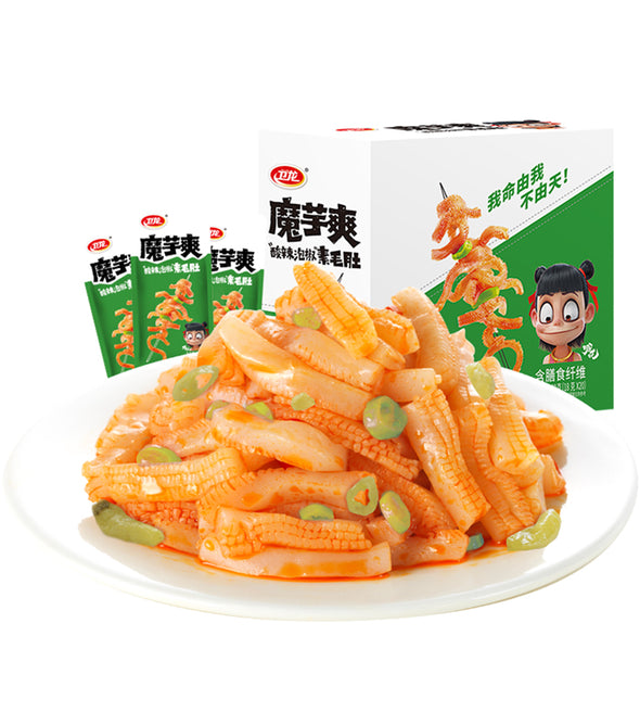 Weilong Latiao, Spicy Strip Konjac Snacks, Vegetarian Hairy Stomach Konjac, Chinese Specialty Food, Amazingly Satisfying Snack, Low Calorie, Essential for Weight Loss, for Vegetarians and People on Keto Diet, 3 flavors 18*20Pcs/Box